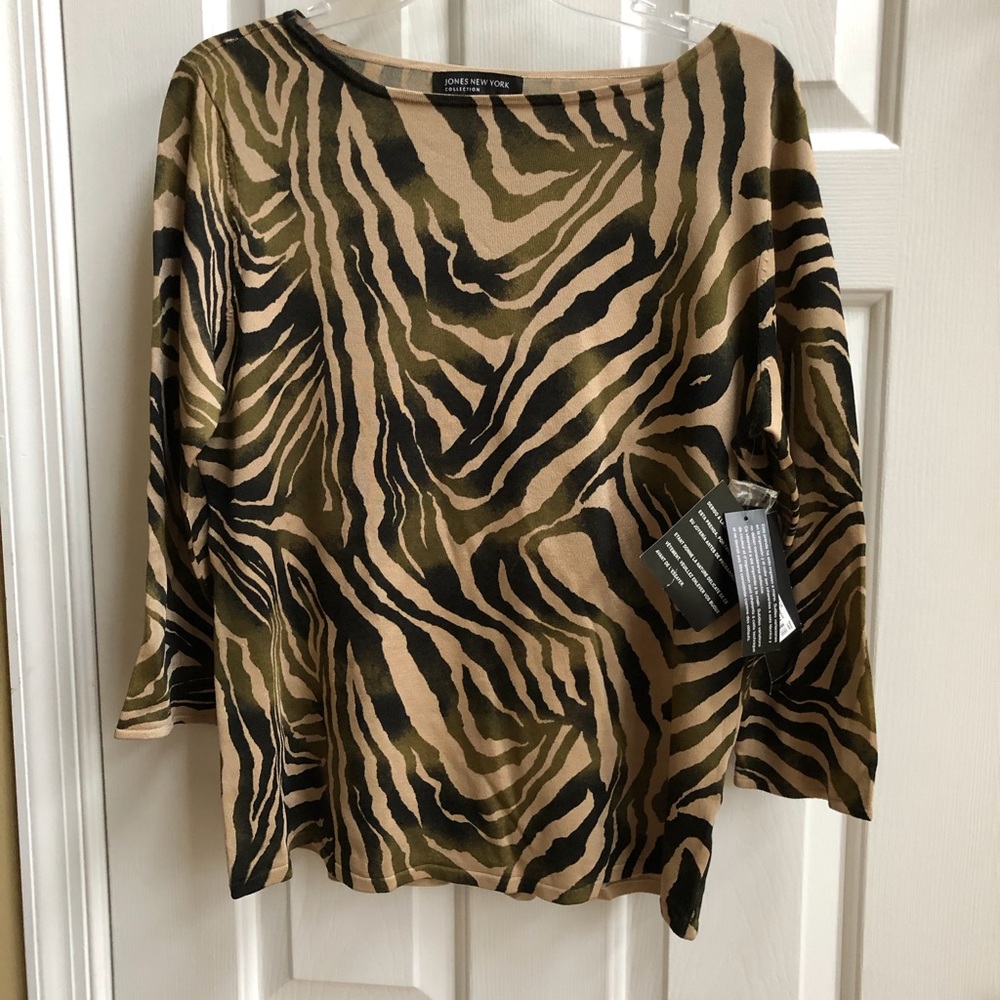 JONES NEW YORK “Callaway” Hand-Printed Top, Sz XL